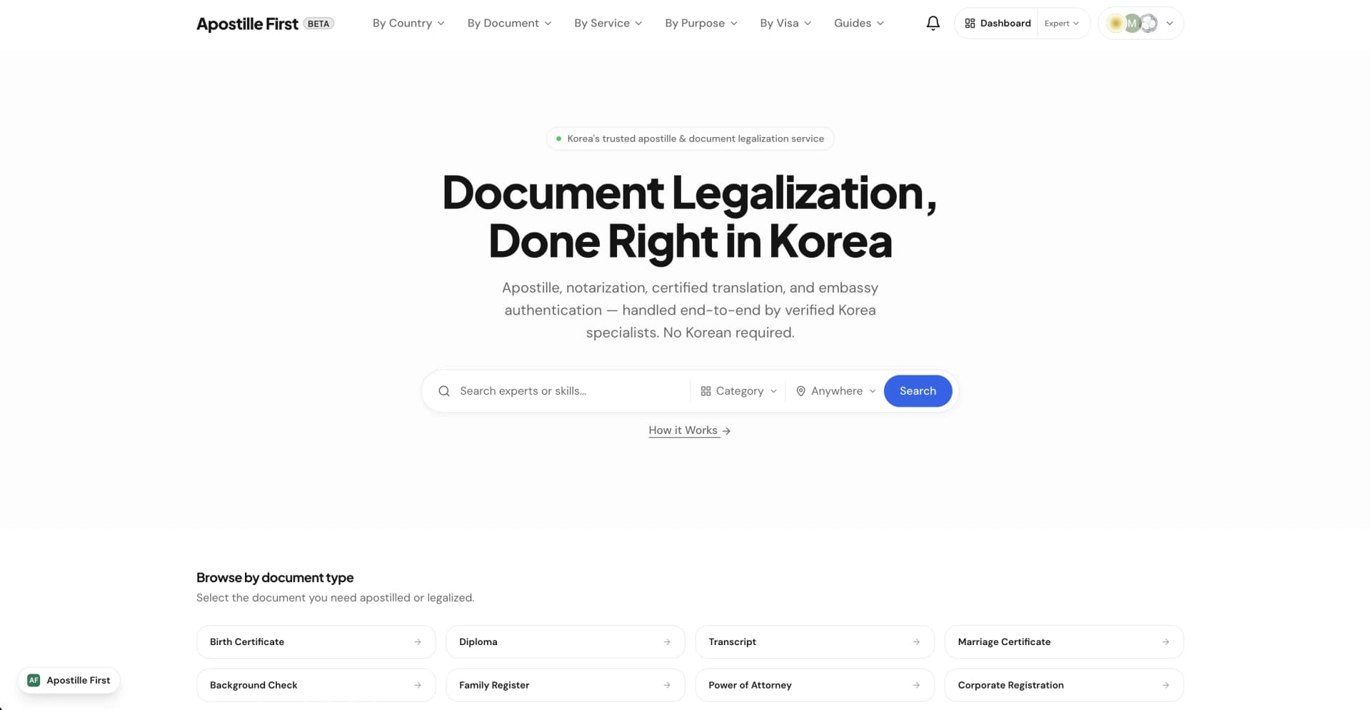 Apostille First homepage